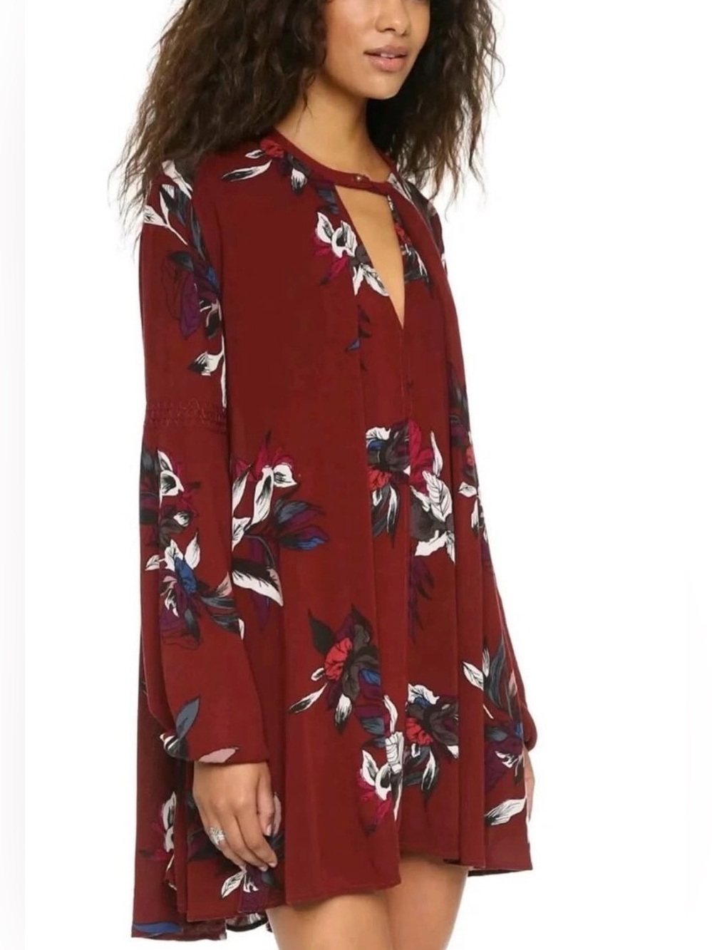 NWT Free People Tree Swing Tunic Mini Dress Scarlett Floral Boho Size L
